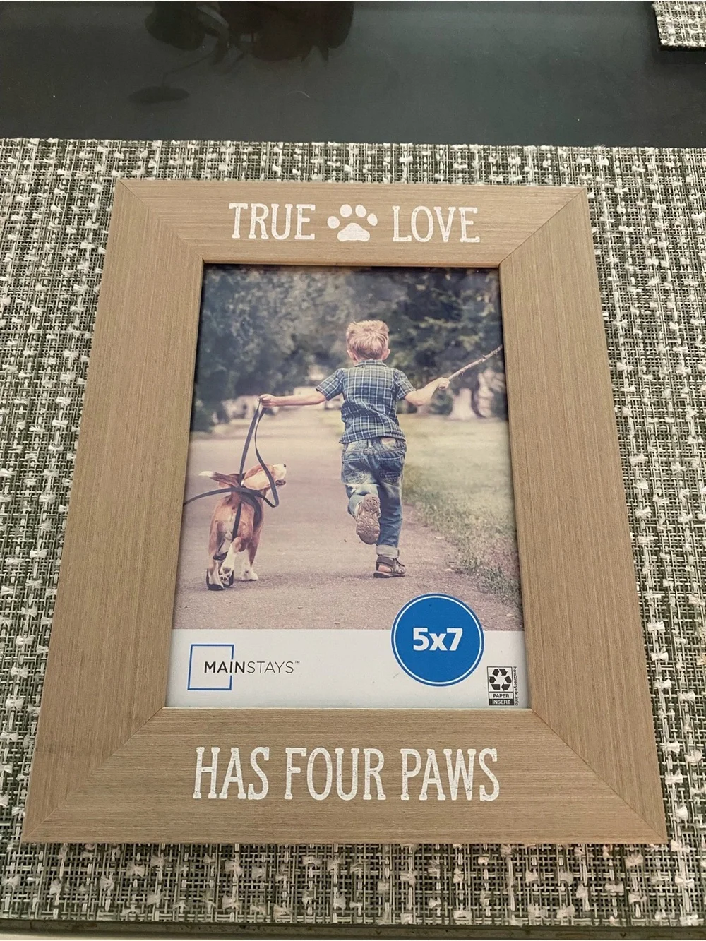 🌸 Mainstays Natural Wood 'True Love' Paw Print Picture Frame - Brown